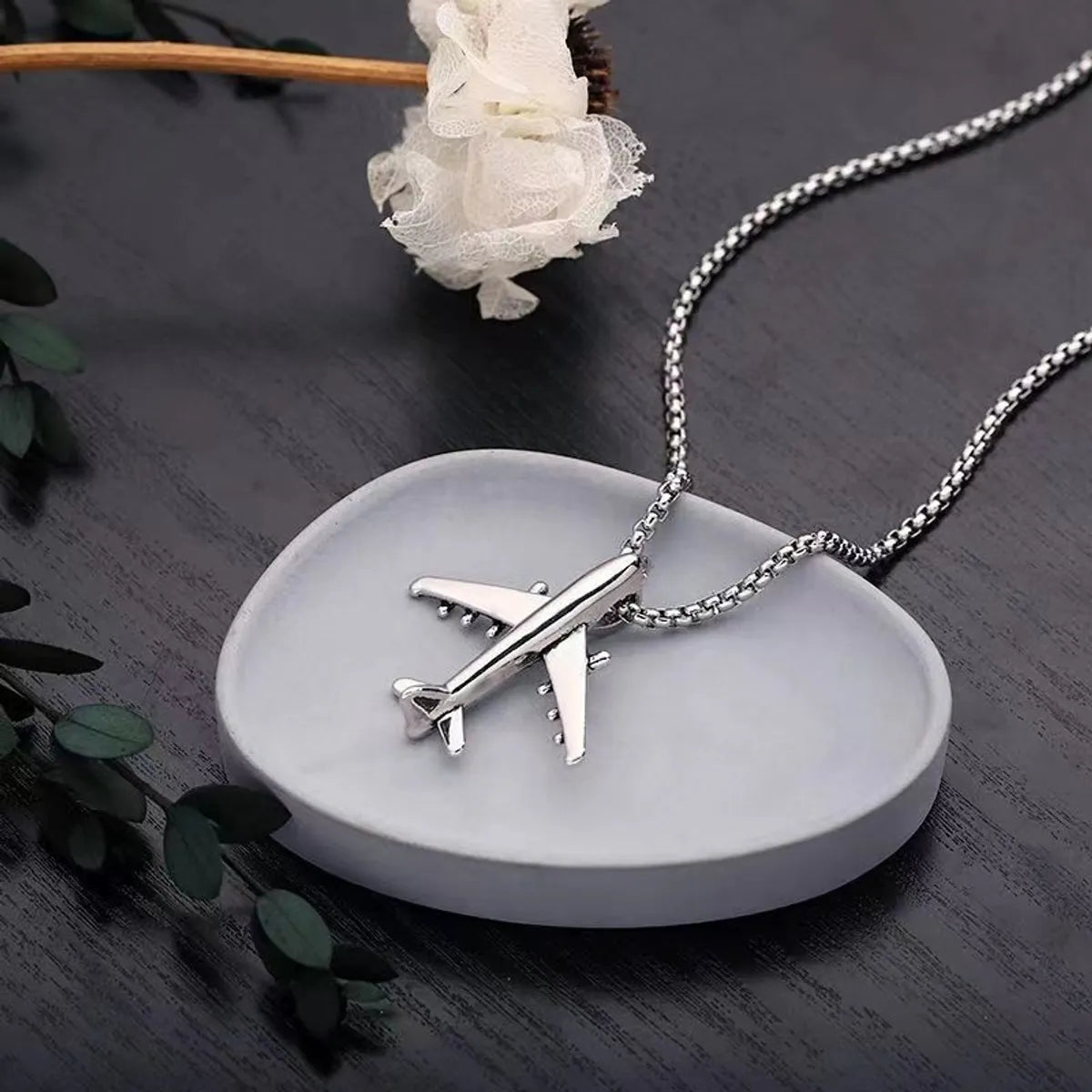 Adjustable Pendant Necklaces-Hip-Hop Airplane Alloy Titanium Steel Plating Men'S Pendant Necklace