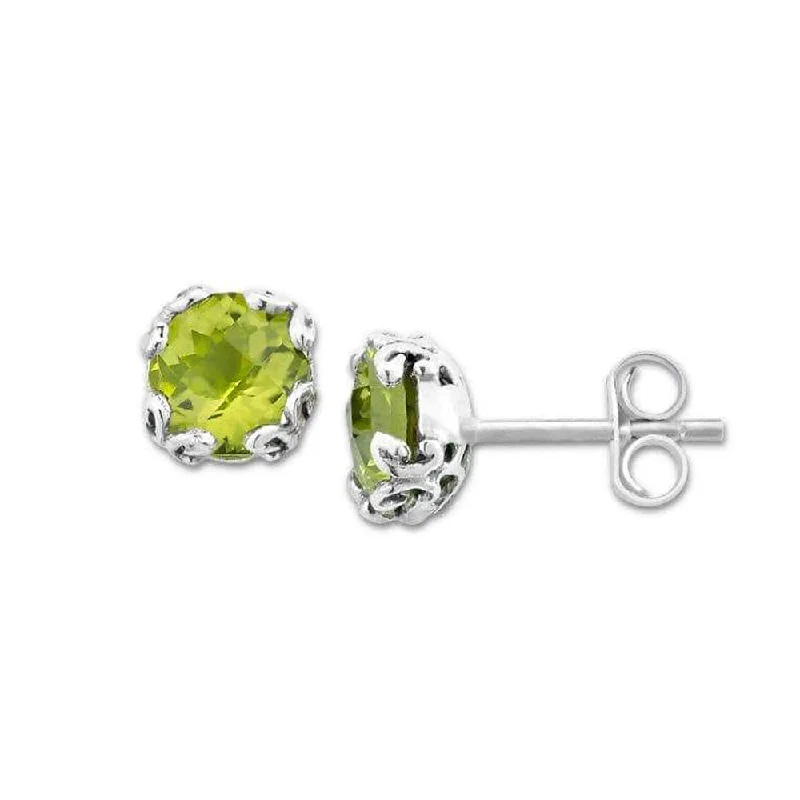 Double Drop Earrings-Samuel B. Peridot Birthstone Glow Stud Earrings - August