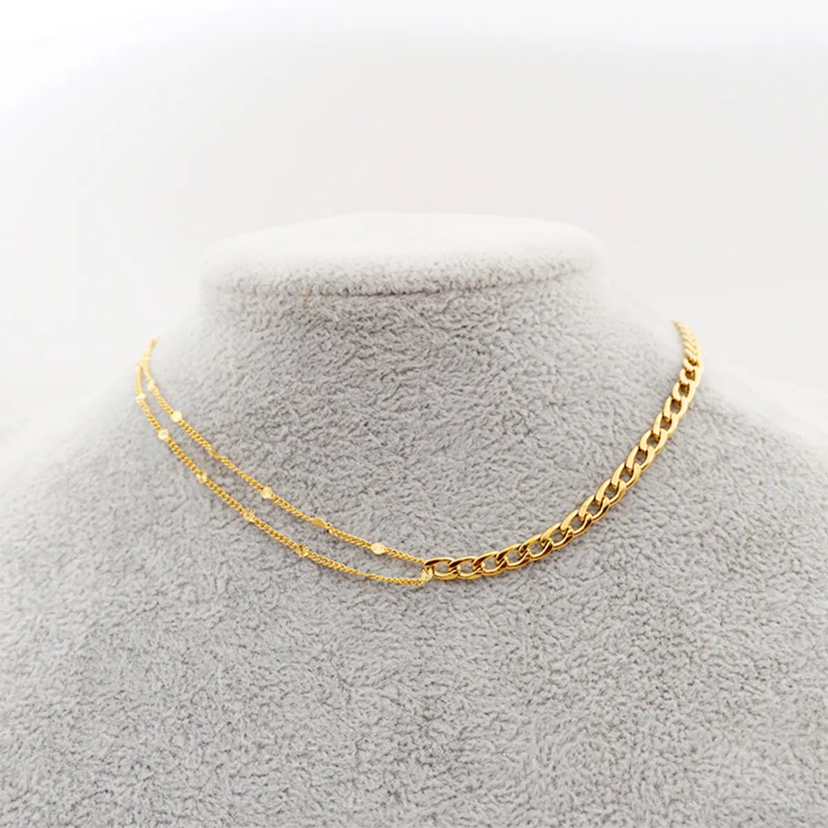 Simple Gold Necklaces-Titanium Steel Gold Plated Simple Style Twist Patchwork Titanium Steel Necklace