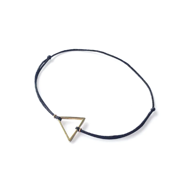 Custom Name Bracelets for Girls-Triangle Brass Bracelet | Navy