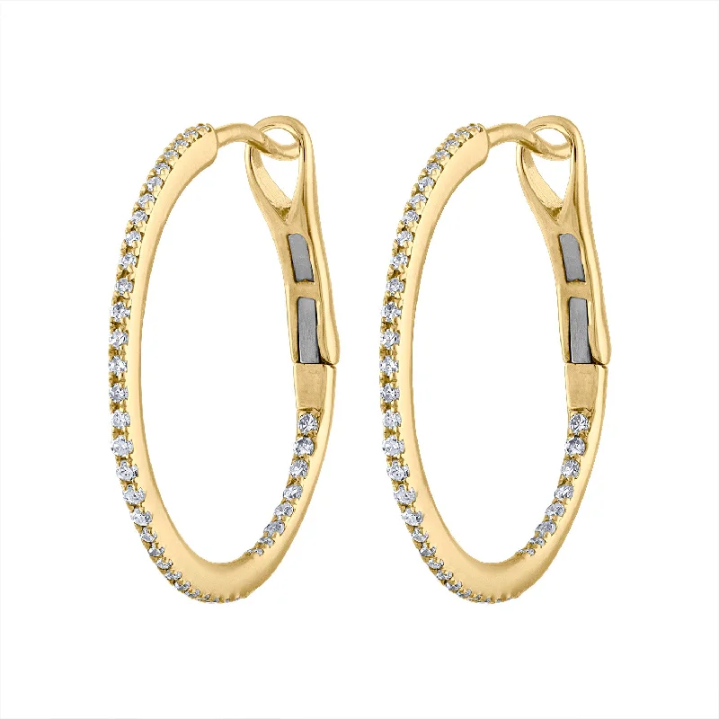 Emerald Earrings-14KT GOLD DIAMOND HOOP EARRING