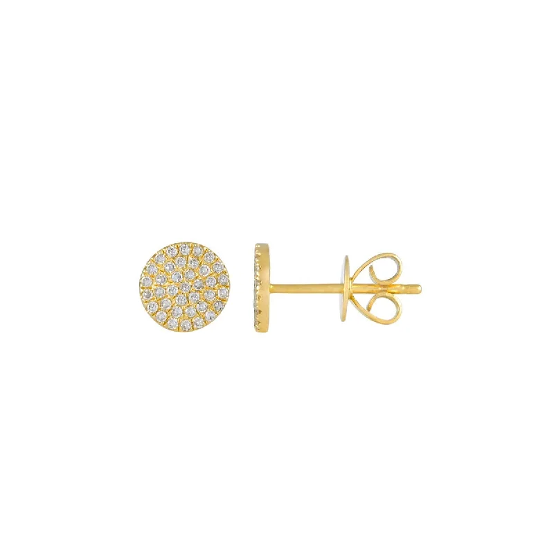 Golden Crystal Earrings-Pave Disc Stud