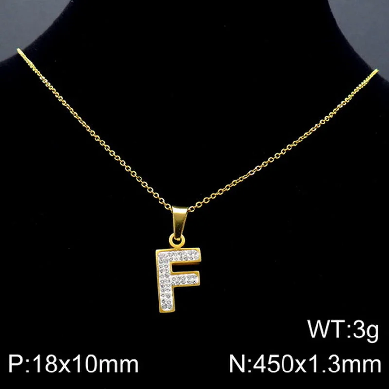 Gold Necklace Letter F