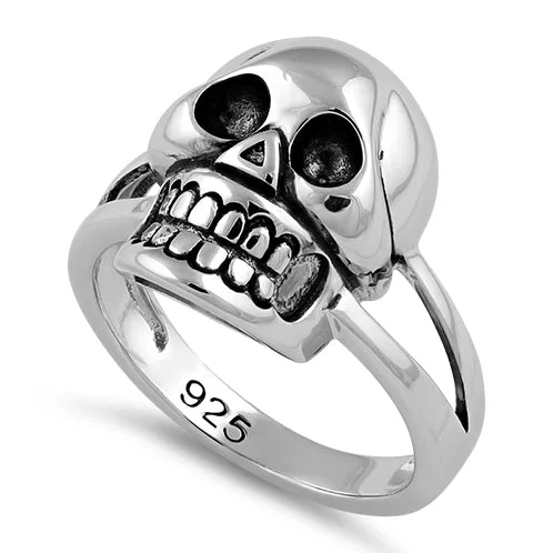 Artistic Engagement Rings-Sterling Silver Skull Ring