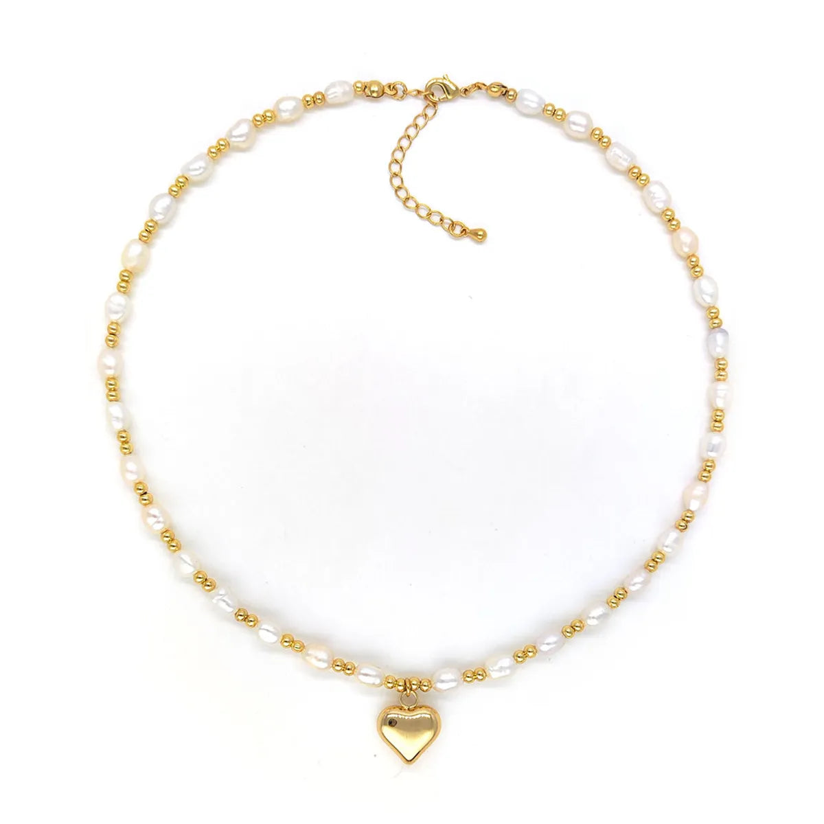 Modern Silver Necklaces-Sweet Geometric Freshwater Pearl Copper Plating 18k Gold Plated Necklace