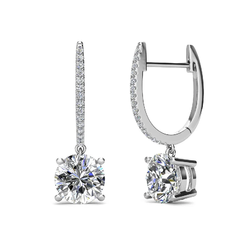 Luxury Silver Stud Earrings-Moissanite by Cate & Chloe Finley Sterling Silver Drop Earrings with Moissanite Crystals