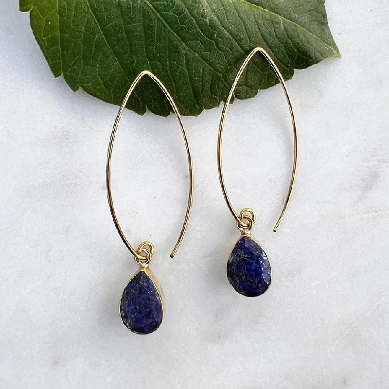 Dazzling Drop Earrings-Lapis Bow Earrings, India