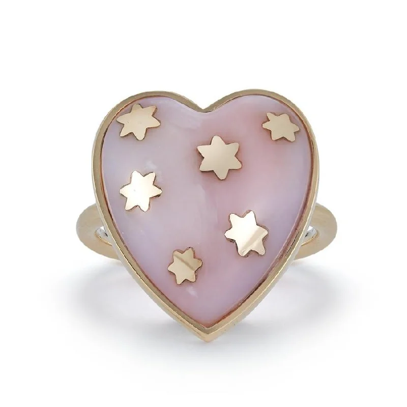 Couples Engagement Rings-Anna Semi Precious Heart and Gold Stars Ring