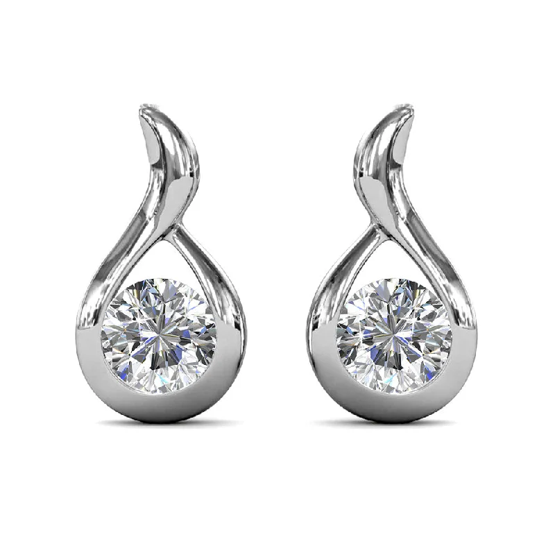 Chic Drop Hoop Earrings-Parker 18k White Gold Plated Teardrop Stud Earrings with Swarovski Crystal