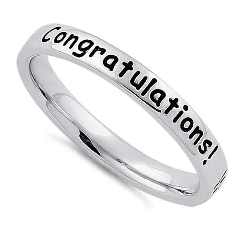 Men’s Vintage Rings-Sterling Silver "Congratulations! Wishing you all the best!" Ring