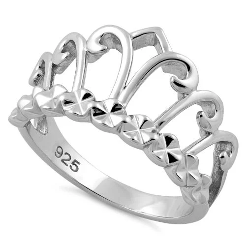 Women’s Vintage Wedding Rings-Sterling Silver Crown Ring