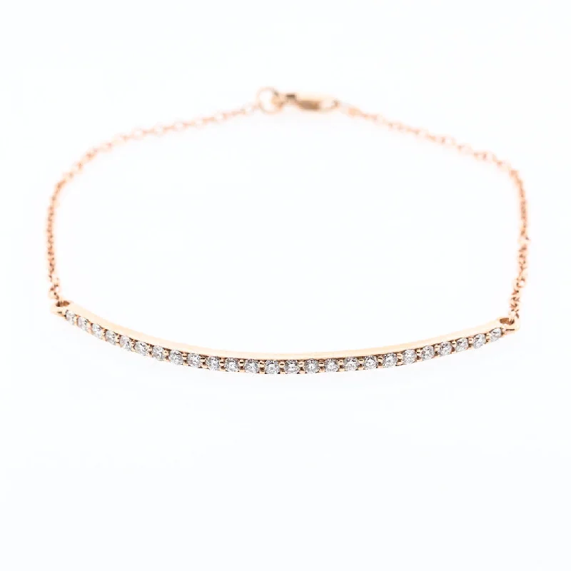 Gemstone Tennis Bracelets-Rose Gold Diamond Bar Bracelet