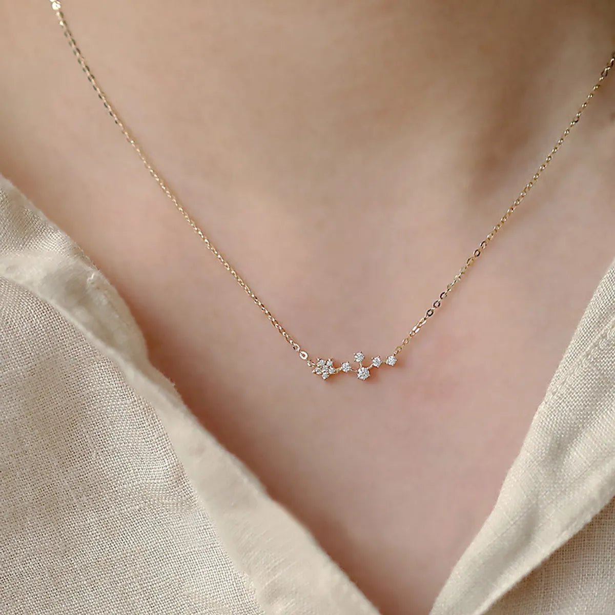 Customizable Necklaces-Sterling Silver 14K Gold Plated Simple Style Star Inlay Zircon Necklace