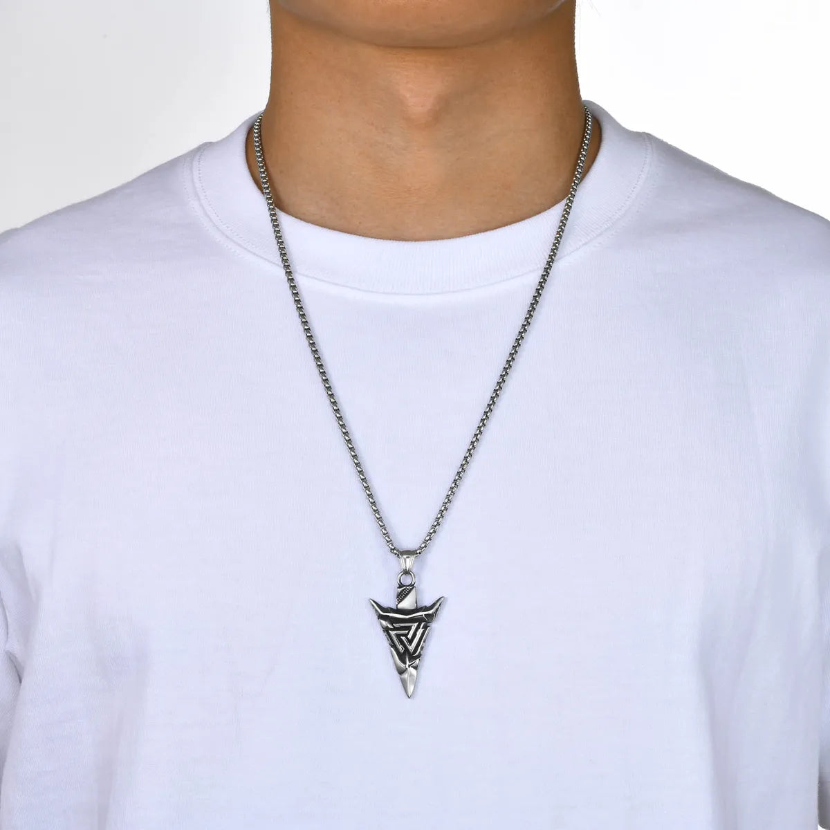 Swarovski Crystal Necklaces-Casual Modern Style Pentagram Round Symbol 304 Stainless Steel Men'S Pendant Necklace