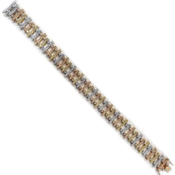 Luxury Diamond Bracelets for Men-14k Tri Tone Diamond Bracelet