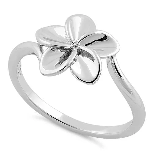 Wedding Ring Sets-Sterling Silver Plumeria Ring