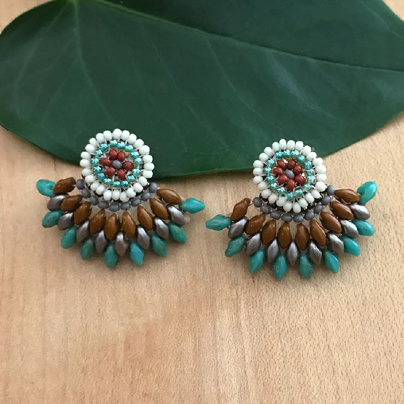 Mixed Metal Earrings-Fan Earrings - Southwest , Guatemala