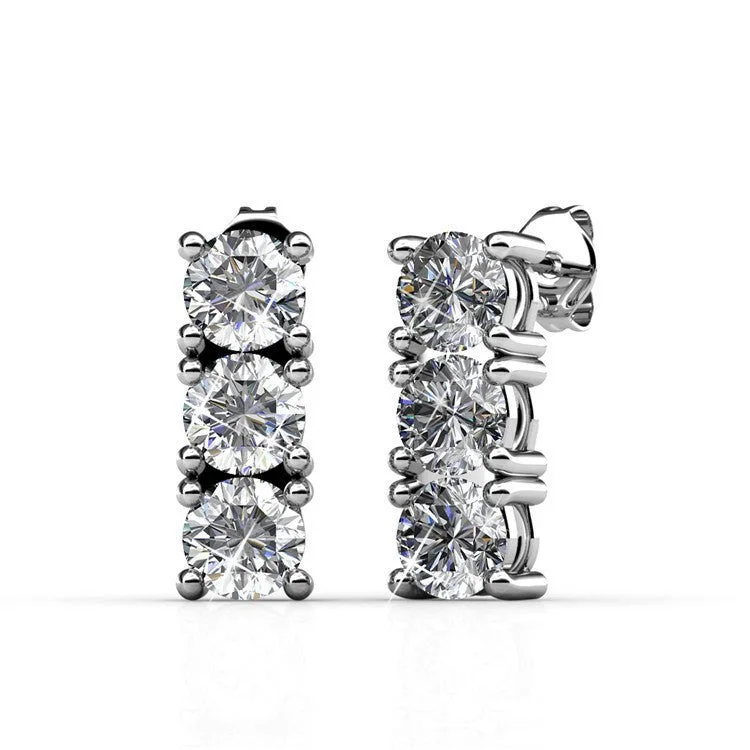 Geometric Crystal Earrings-Eliana 18k White Gold Plated Earrings with Swarovski Crystals