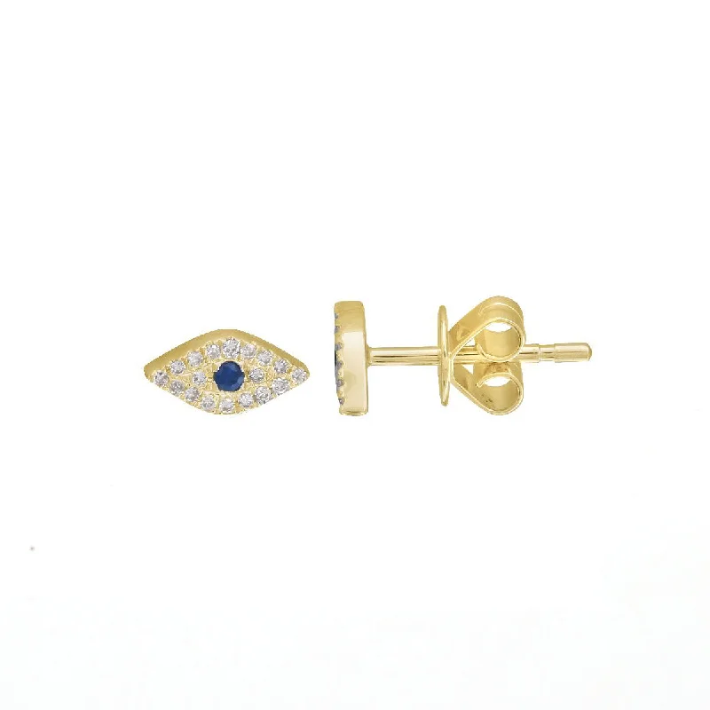 Fancy Drop Earrings-Sapphire Evil Eye Studs