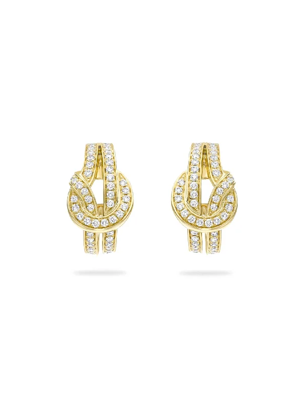 Silver Drop Earrings-The Knot Yellow Gold Diamond Earrings