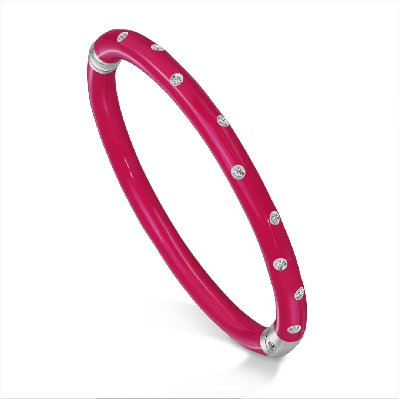 Simple Customizable Bracelets for Men-SOHO Magenta Enamel Bracelet with Diamonds