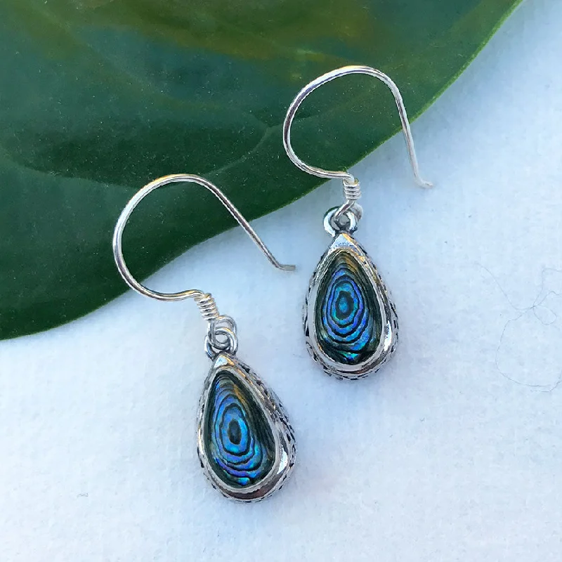 Retro Earrings-Antik Abalone Earrings - Sterling Silver, Indonesia