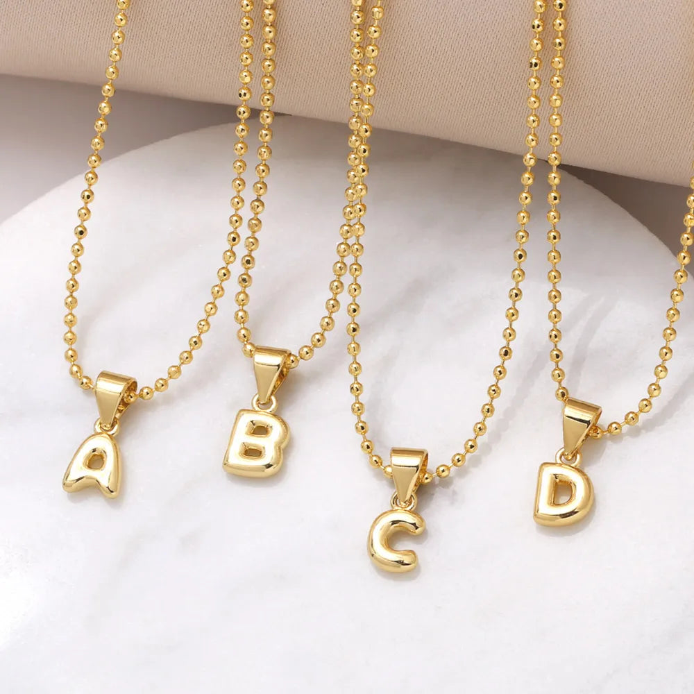 Fathers Day Necklaces-Copper 18K Gold Plated Modern Style Simple Style Plating Letter Pendant Necklace