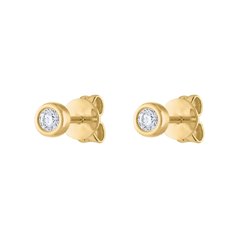 Exclusive Gemstone Earrings-14KT GOLD DIAMOND SMALL BEZEL EARRING