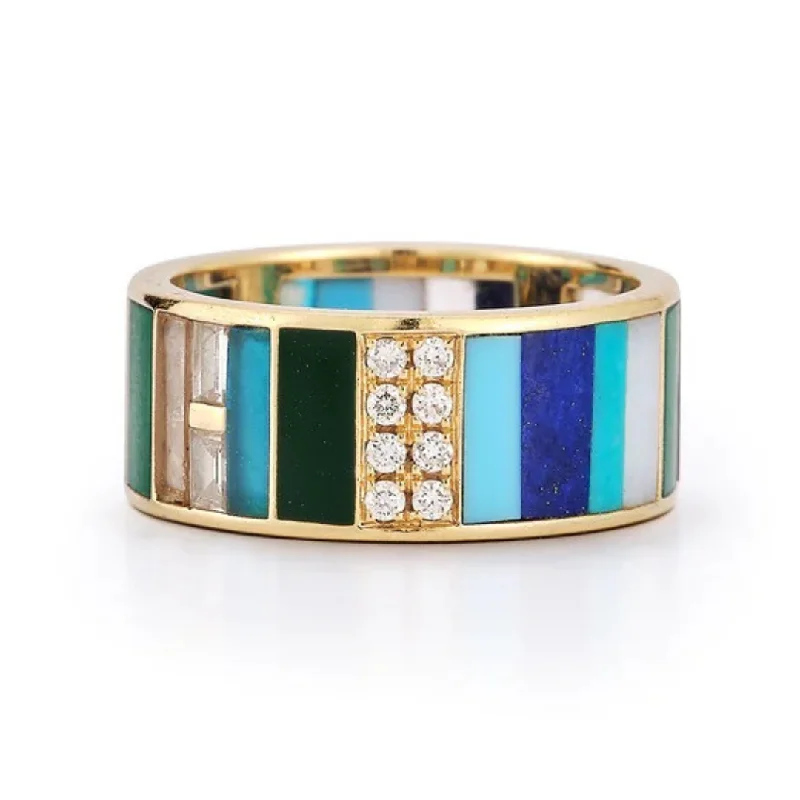 High-Quality Engagement Rings-Gemstone Diamond & Enamel Isla Band Ring