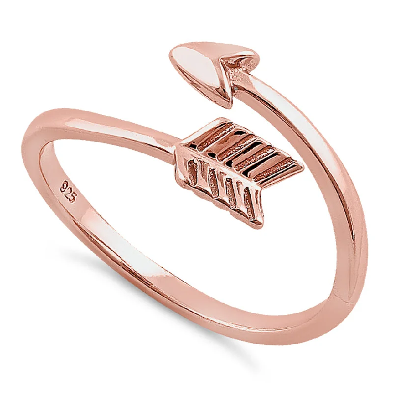 Personalized Gold Rings for Men-Sterling Silver Rose Gold Plated Arrow Ring