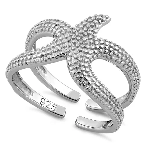 Custom Engagement Rings for Men-Sterling Silver Starfish Ring