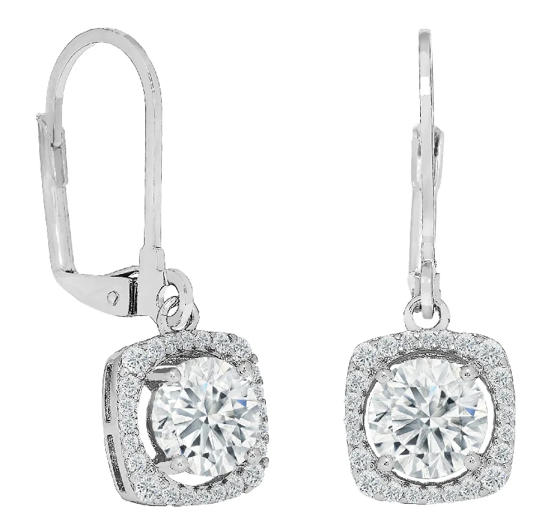 Silver Drop Earrings-Freya 18k White Gold Plated Drop Earrings with Simulated Diamond Crystals