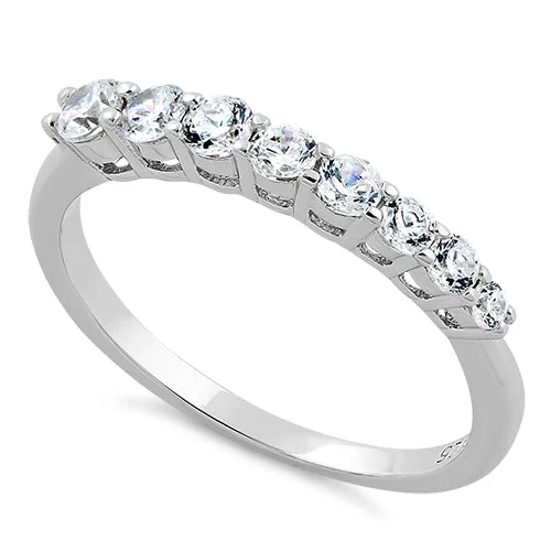 Designer Fashion Rings for Women-Sterling Silver 8 Straight CZ Ring