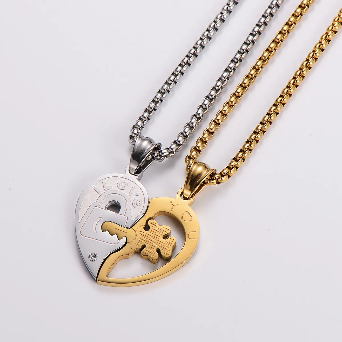 Butterfly Necklaces-Hip-hop Simple Style Heart Shape Stainless Steel 18k Gold Plated Pendant Necklace