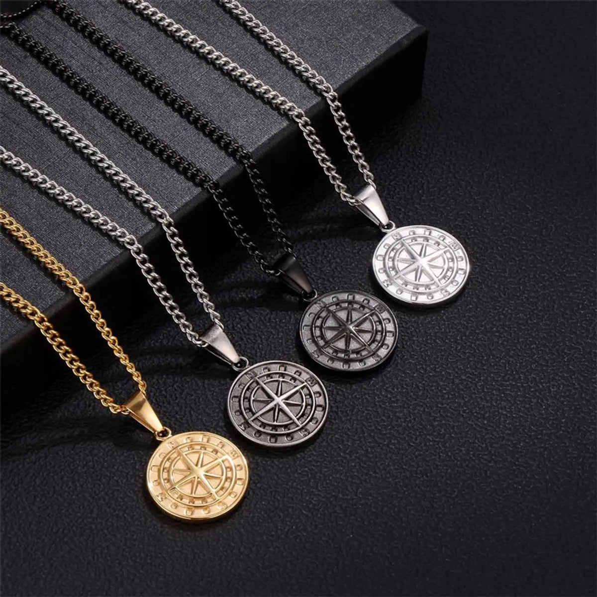 Fashionable Necklaces-Streetwear Compass 304 Stainless Steel Unisex