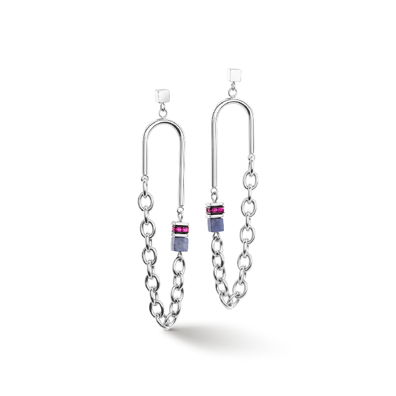 Swarovski Crystal Earrings-GeoCUBE® Iconic Boho earrings silver-multicolour