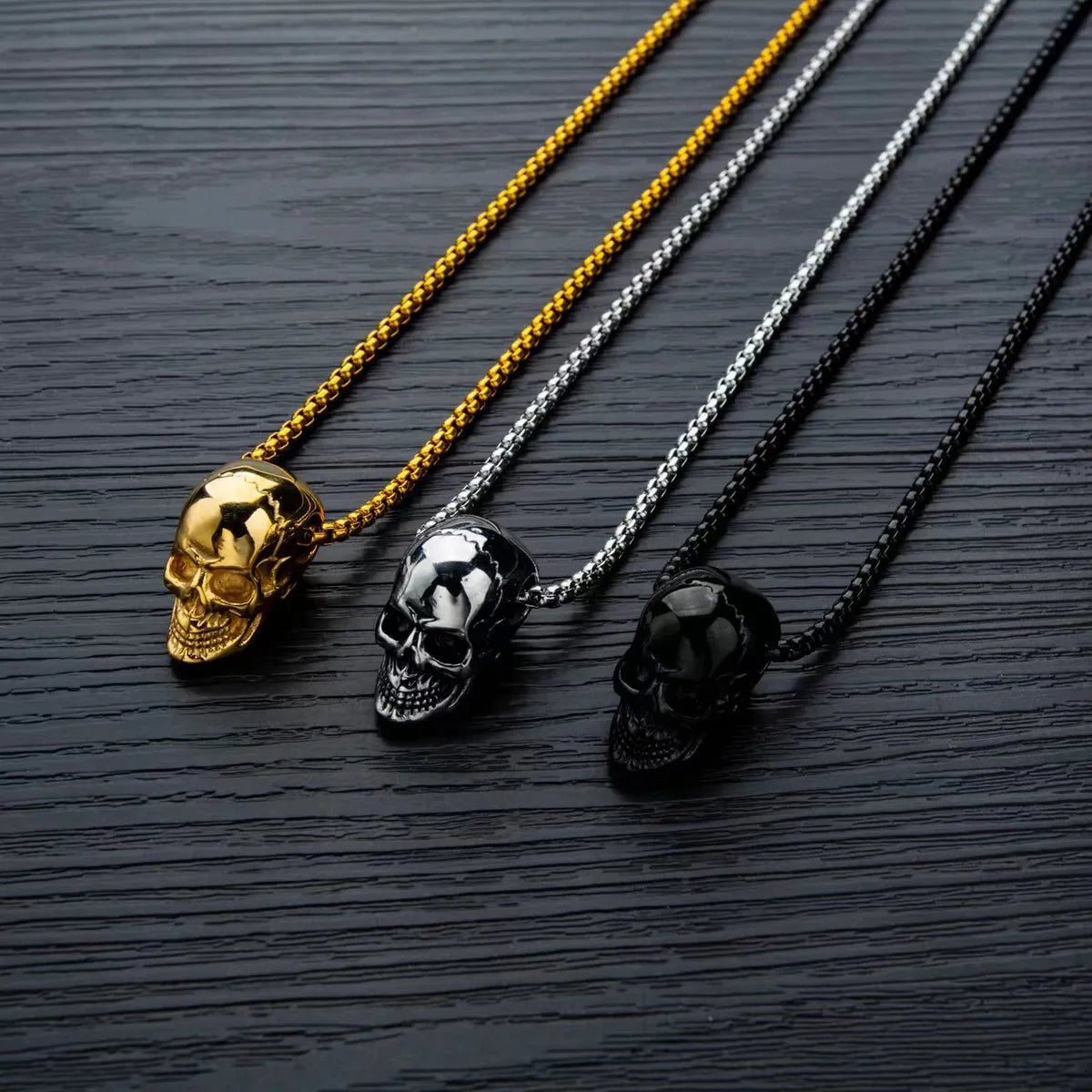 Zodiac Necklaces-Hip-Hop Punk Skull Titanium Steel Plating Unisex Pendant Necklace