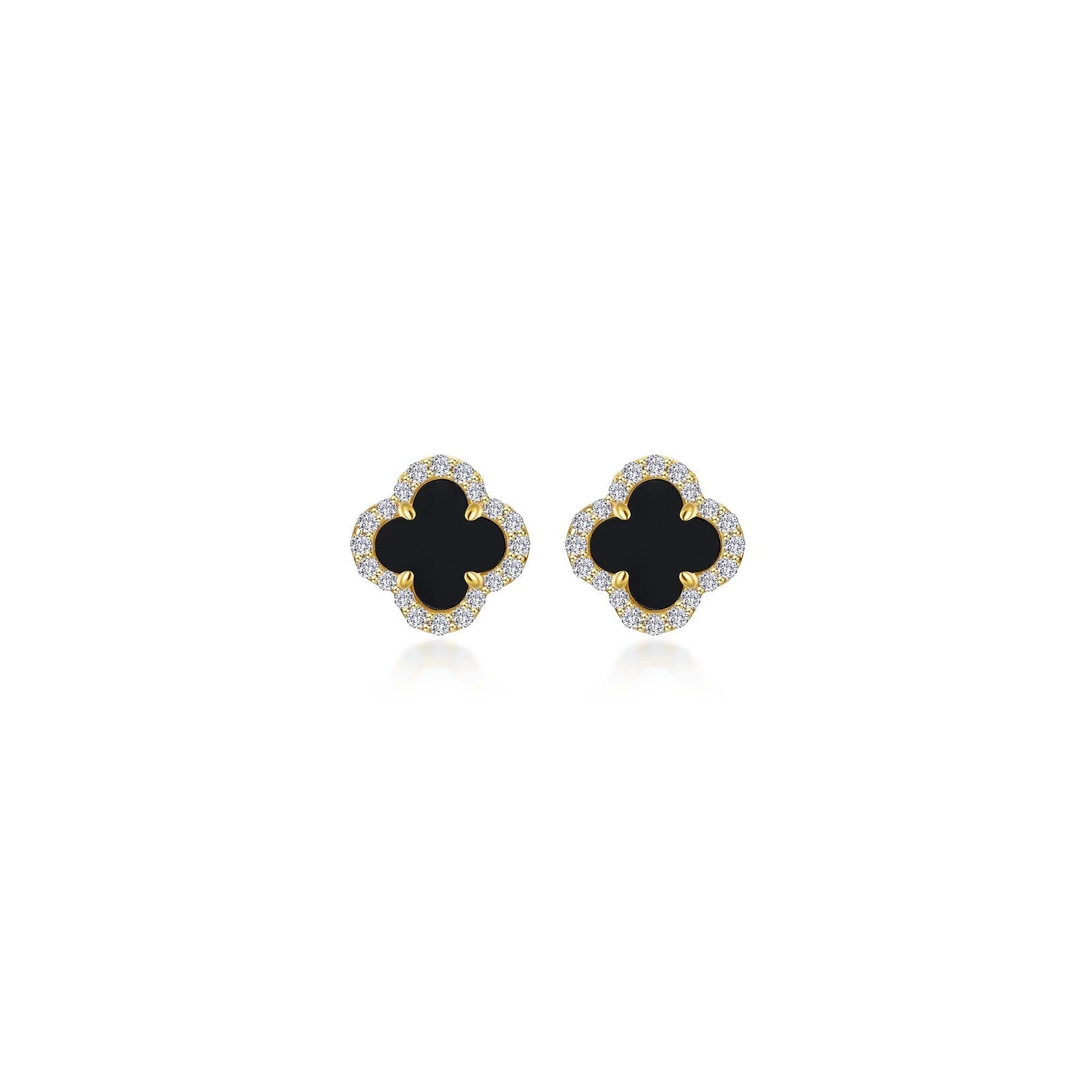 Colored Hoop Earrings-Lafonn Simulated Diamond & Black Onyx Halo Stud Earrings E0609OXG00