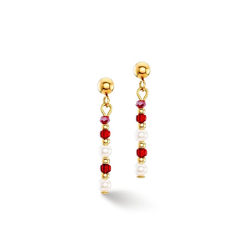 Silver Hoop Drop Earrings-Earrings Twinkle Princess gold-red