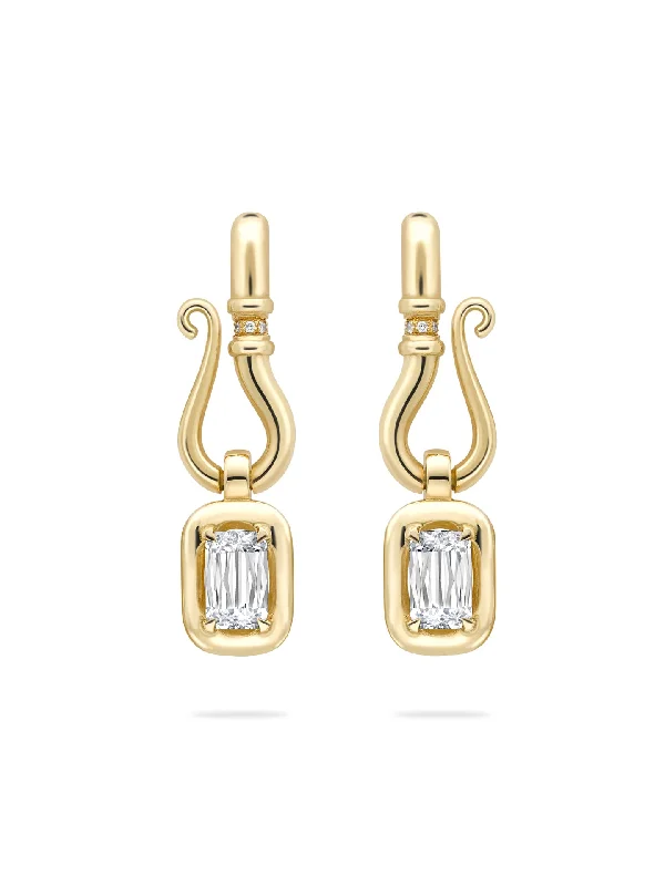 Two-Tone Earrings-Florentine Ashoka Yellow Gold Diamond Earrings