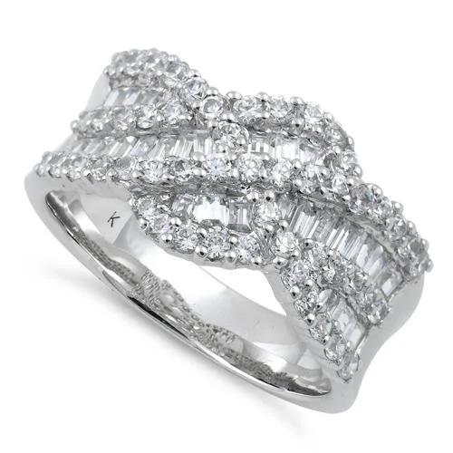 Custom Infinity Rings-Sterling Silver Elegant Wave CZ Ring