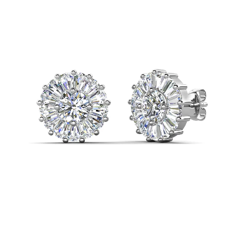 Fancy Stud Earrings-Ellee 18k White Gold Plated Stud Earrings with Simulated Diamond Crystals