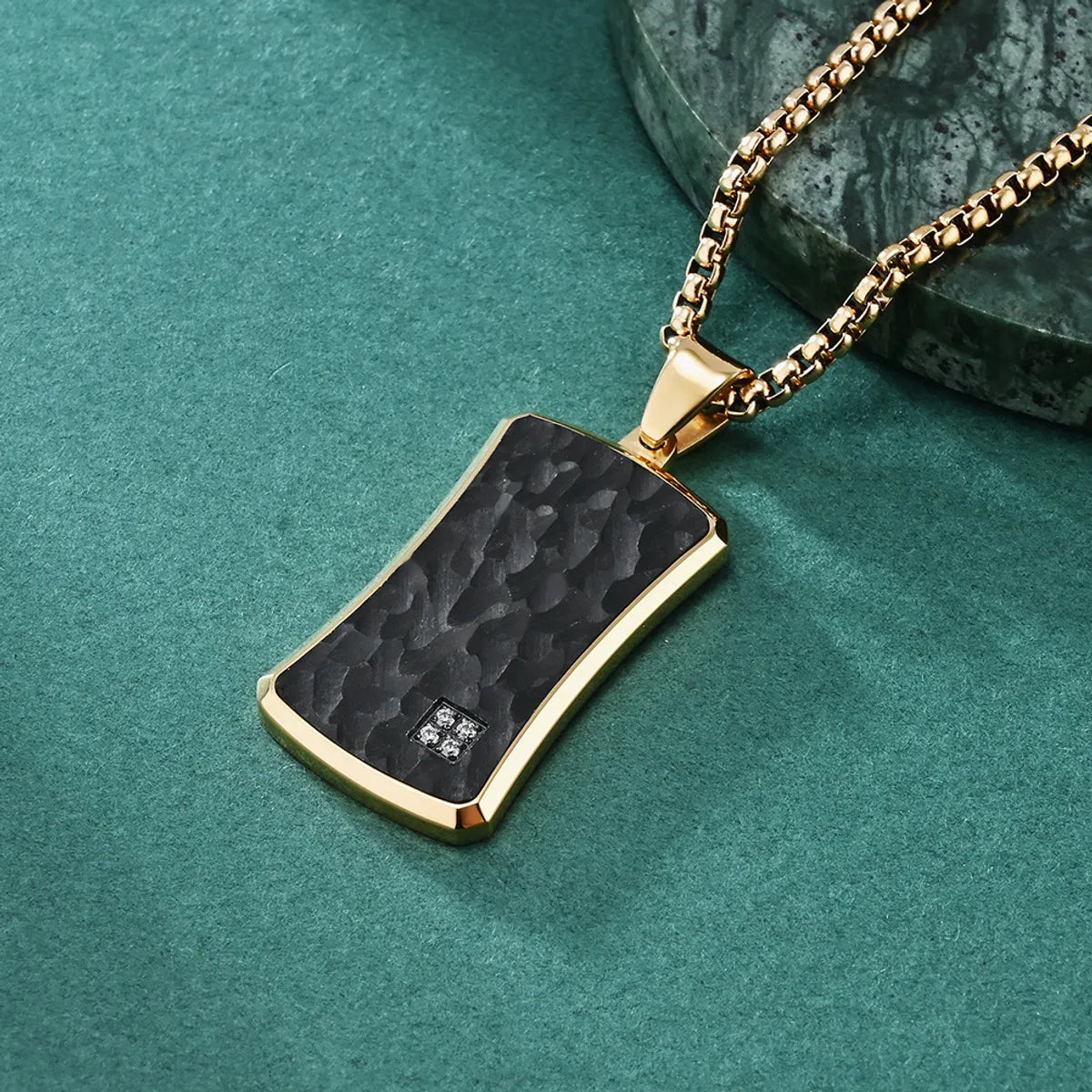 Wedding Necklaces-Basic Modern Style Classic Style Geometric Color Block Titanium Steel Plating Inlay Zircon Unisex Pendant Necklace