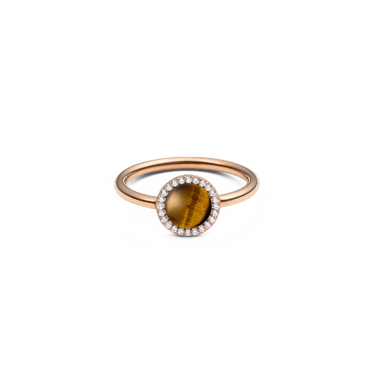 Two-Band Wedding Rings-Audrey Ring Tiger Eye Rose Gold