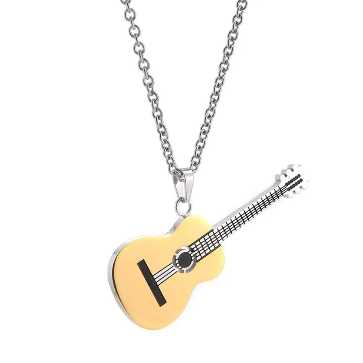 Modern Necklaces-1 Piece Fashion Guitar Titanium Steel Plating Necklace