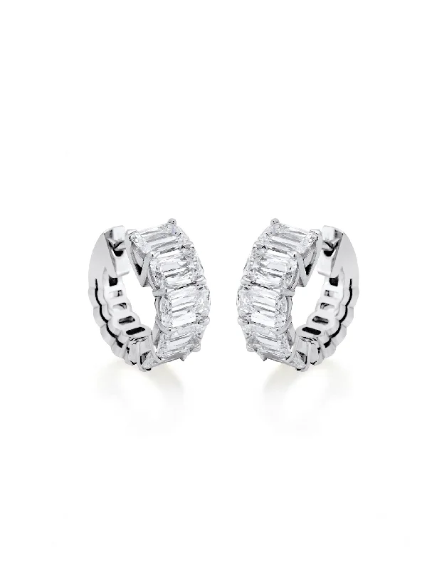 Geometric Earrings-Ashoka Diamond Platinum Hoop Earrings