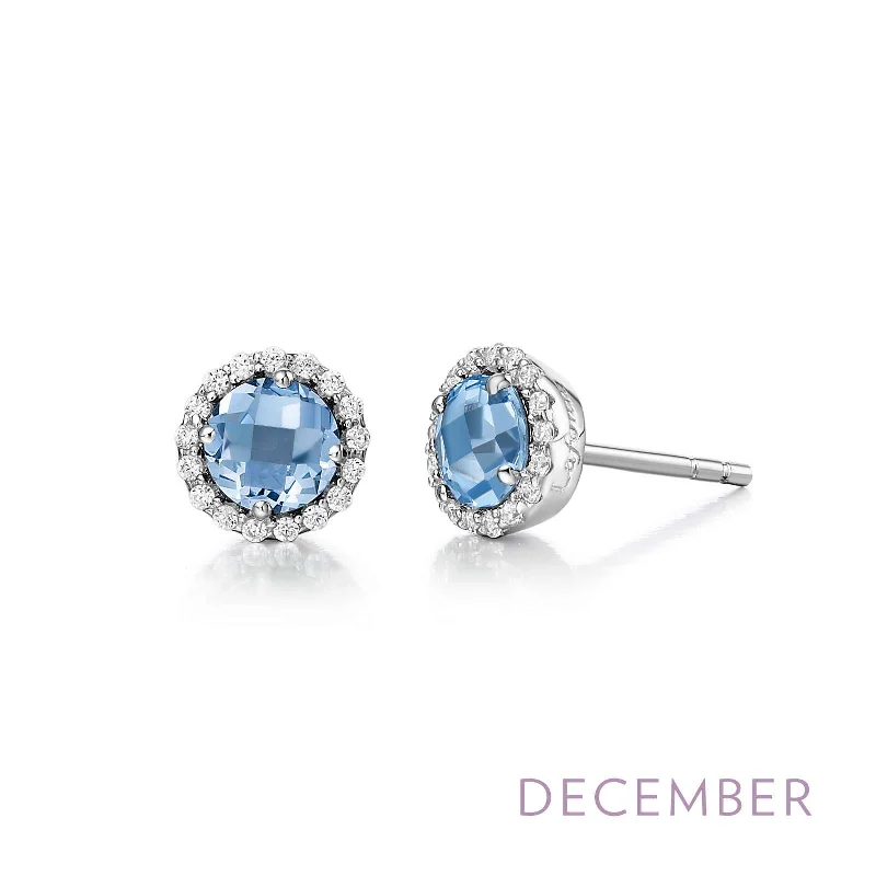 Minimalist Gold Earrings-Lafonn Simulated Diamond & Genuine Blue Topaz Birthstone Earrings - December BE001BTP