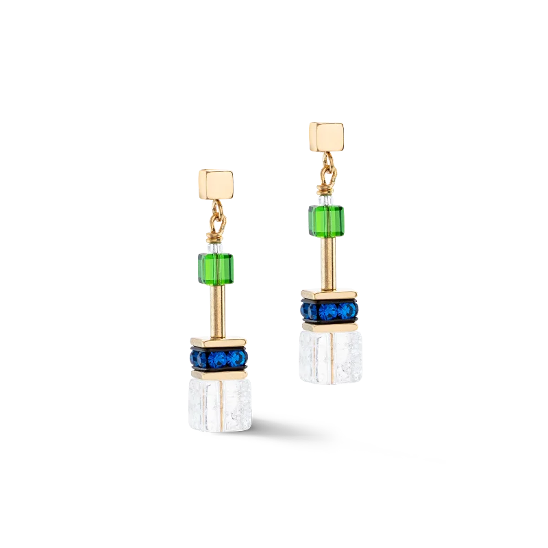 Silver Drop Earrings-GeoCUBE® Iconic Nature earrings multicolour gold