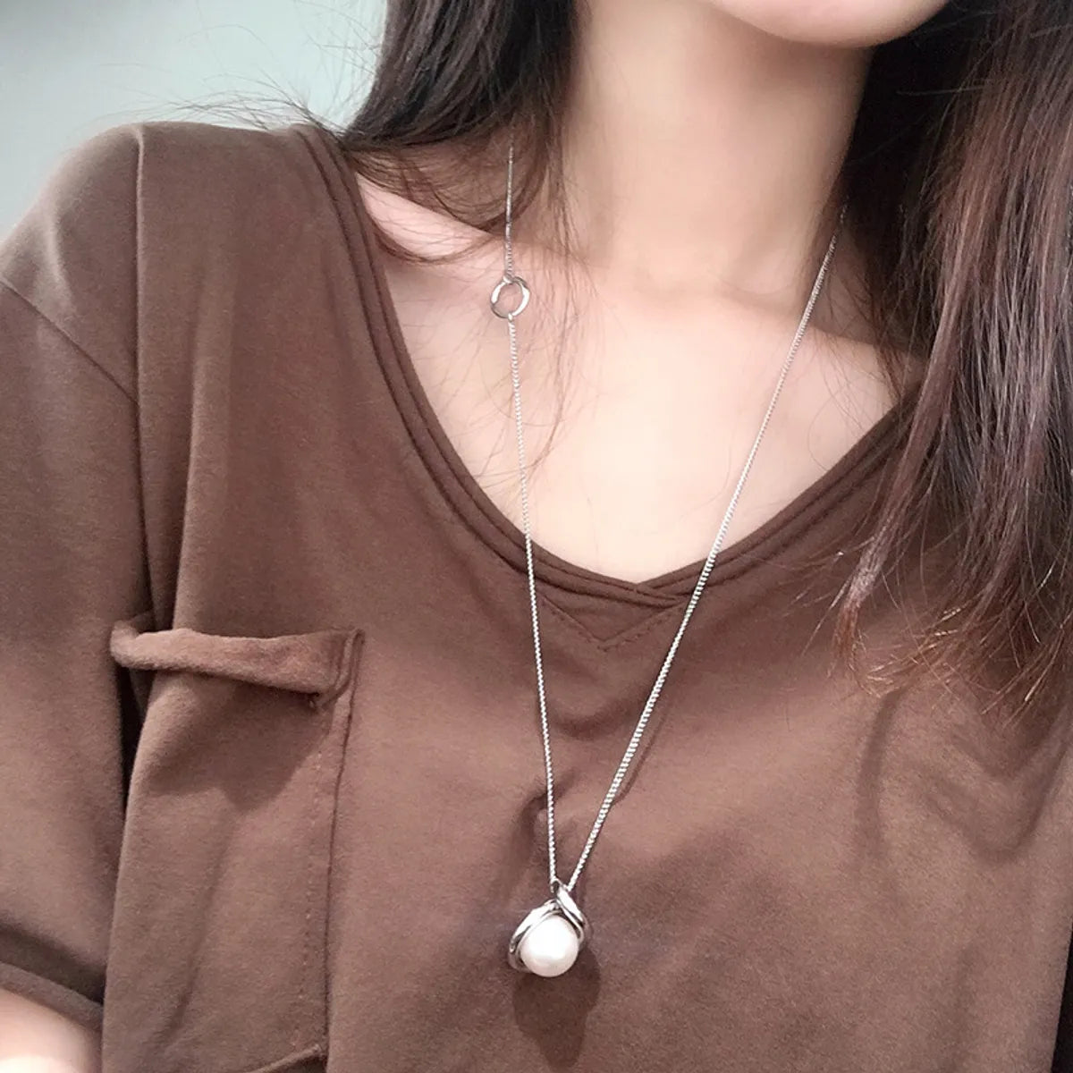 Travel Necklaces-Copper 18K Gold Plated Simple Style Commute Round Toggle Inlay Artificial Pearls Necklace