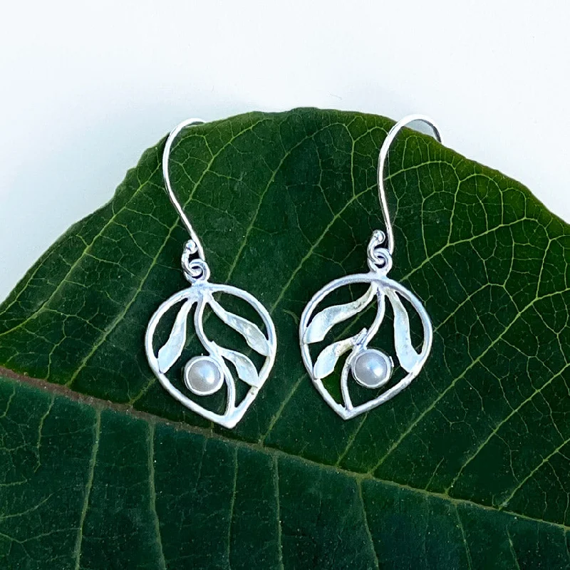 Designer Dangle Earrings-Pre-order! Whispering Leaf Earrings - Sterling Silver, Indonesia